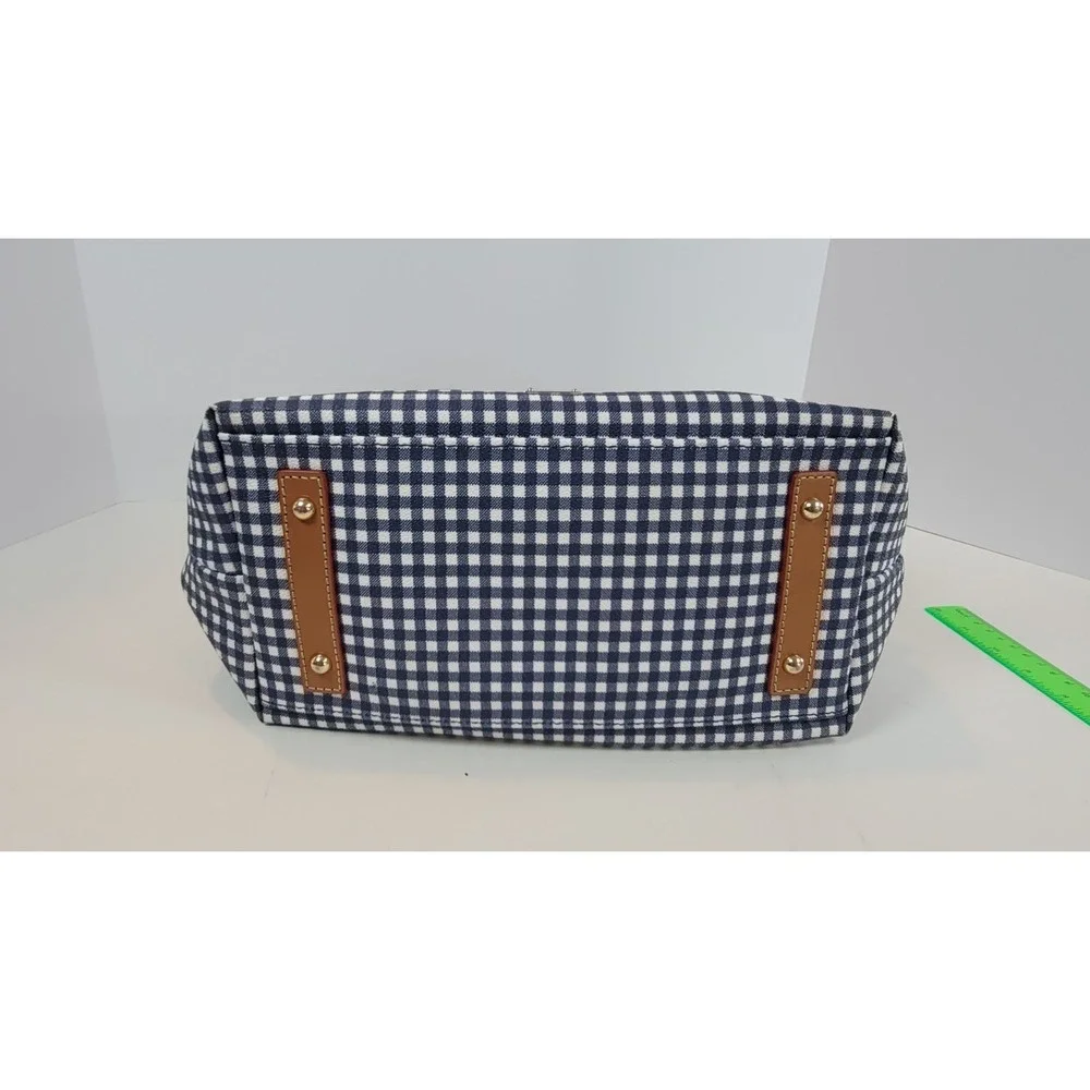 Dooney & Bourke Coated Blue Gingham Hobo Shoulder Bag Checkered Navy 11x11‎